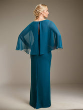 Sheath/Column Asymmetrical Floor-Length Chiffon Mother of the Bride Dress